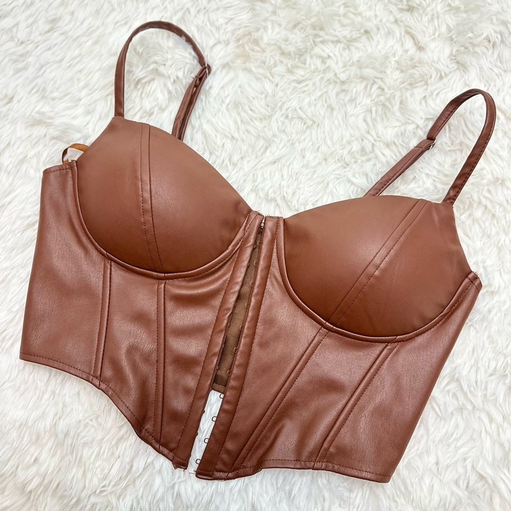 WINDSOR | Brown Corset Crop Top